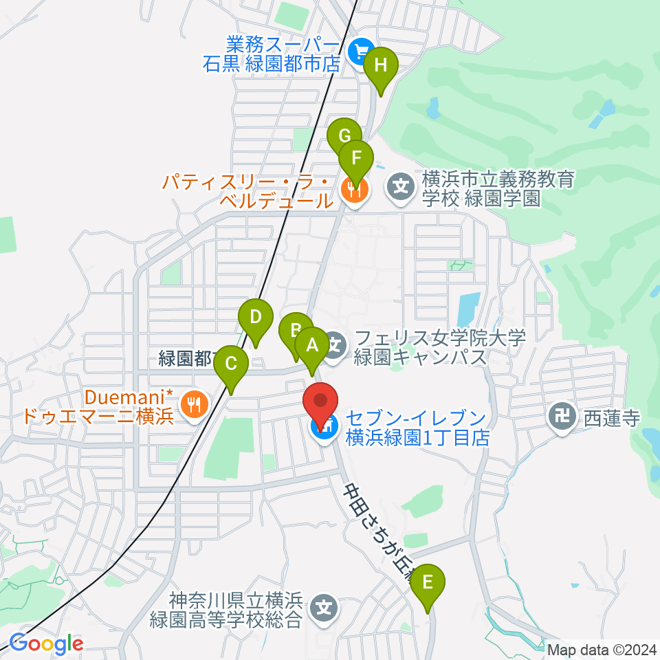 ピアノクリニックヨコヤマ周辺のカフェ一覧地図