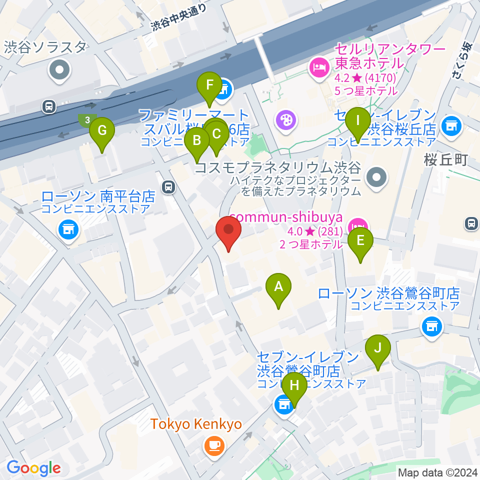 ヴォイトレ・マスター®ヴォーカルレッスン周辺のカフェ一覧地図