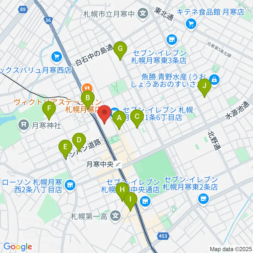 ライズ音楽院周辺のカフェ一覧地図