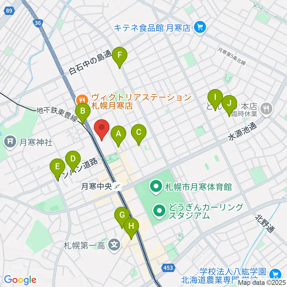 ライズ音楽院周辺のカフェ一覧地図