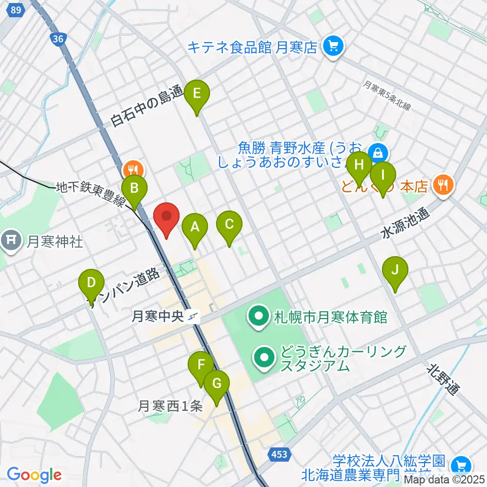 ライズ音楽院周辺のカフェ一覧地図