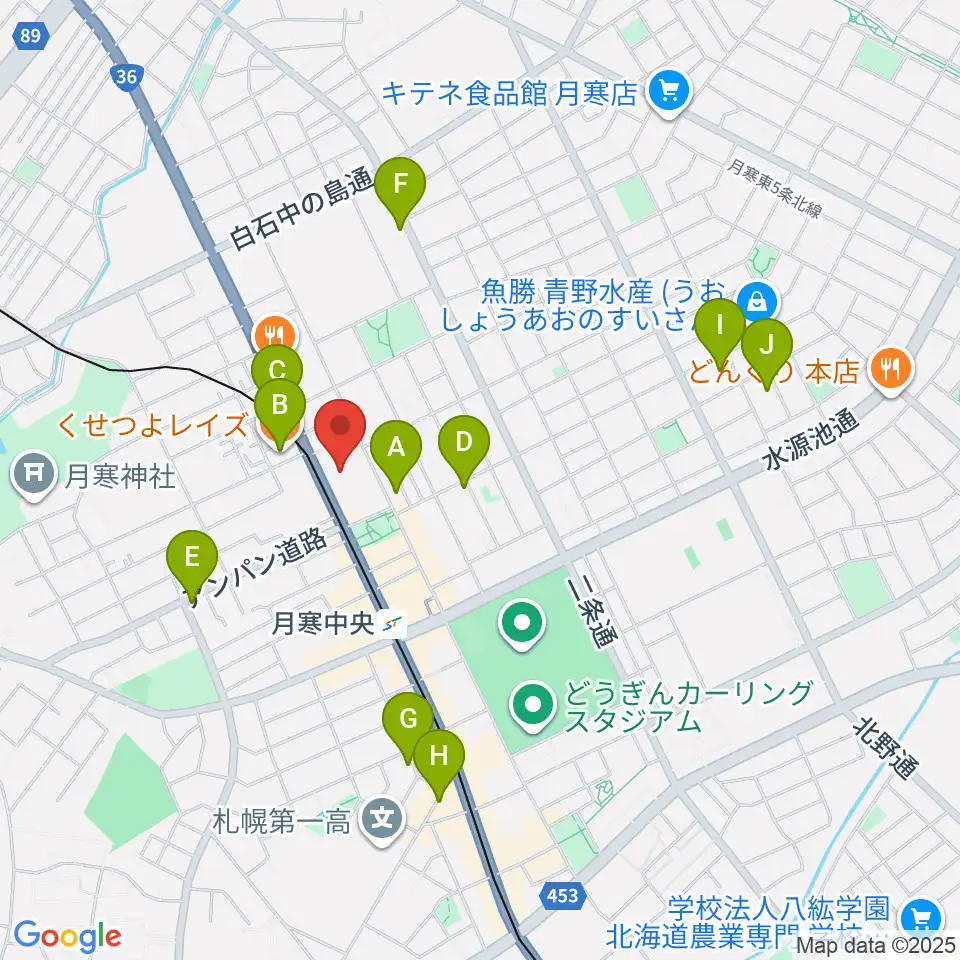 ライズ音楽院周辺のカフェ一覧地図