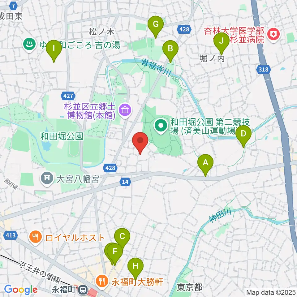Salon O周辺のカフェ一覧地図