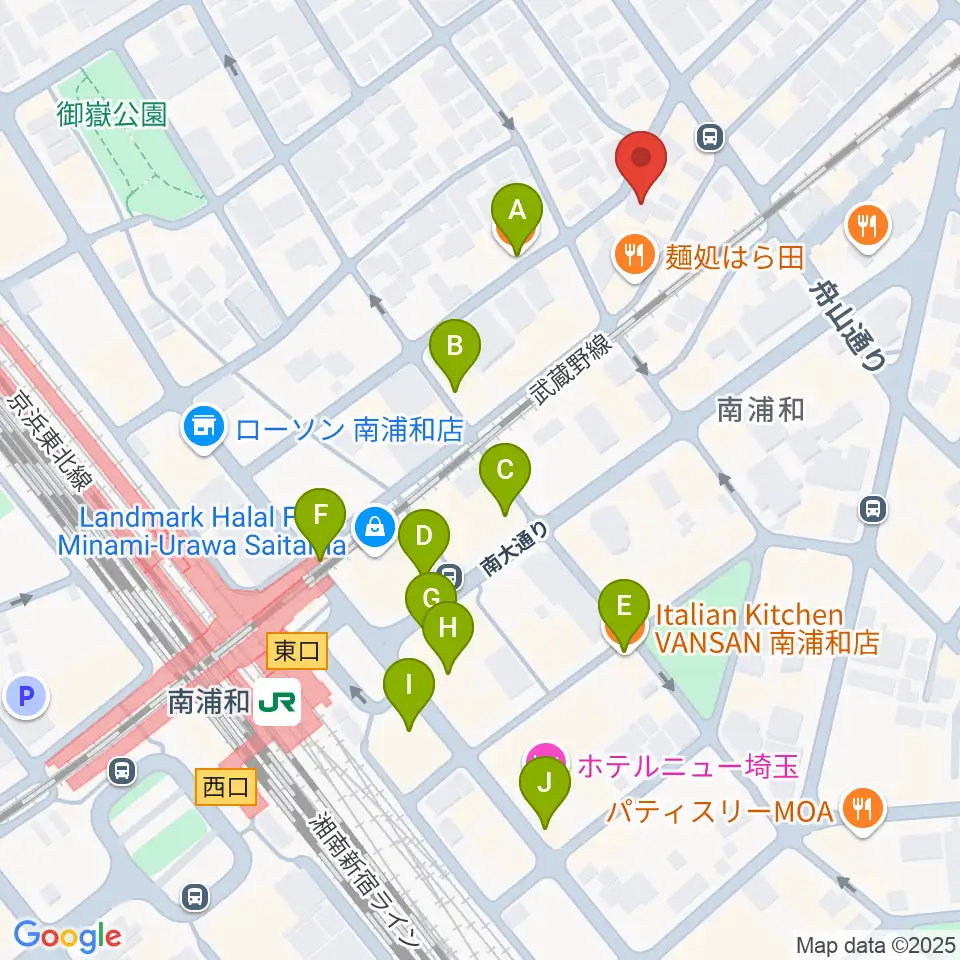 八木音楽教室周辺のカフェ一覧地図