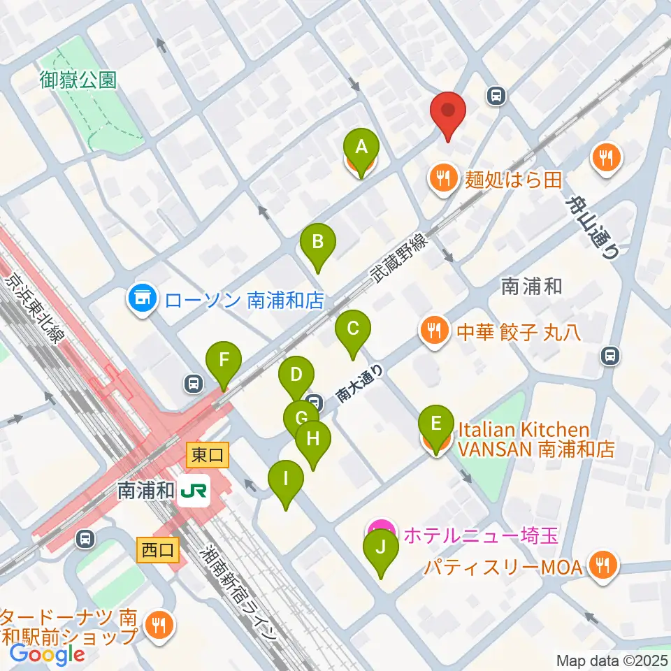 八木音楽教室周辺のカフェ一覧地図
