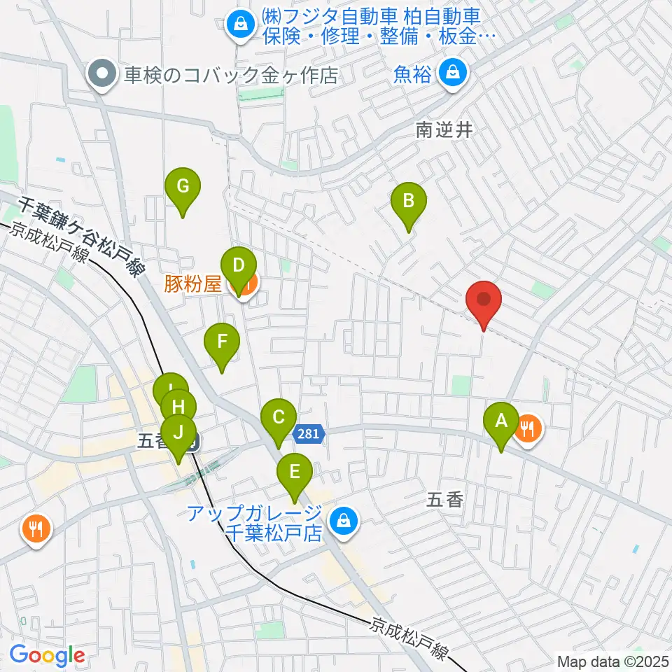 KSK松戸音楽教室周辺のカフェ一覧地図