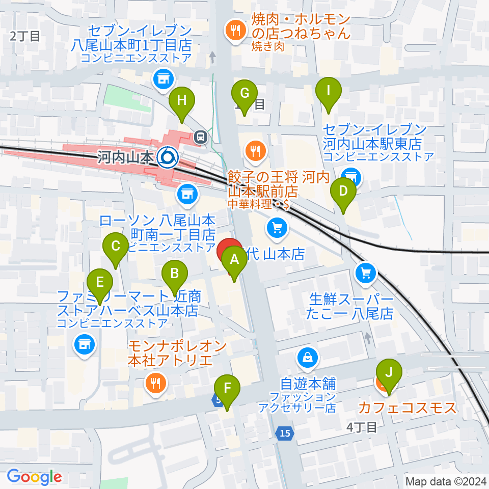 F2音楽教室周辺のカフェ一覧地図