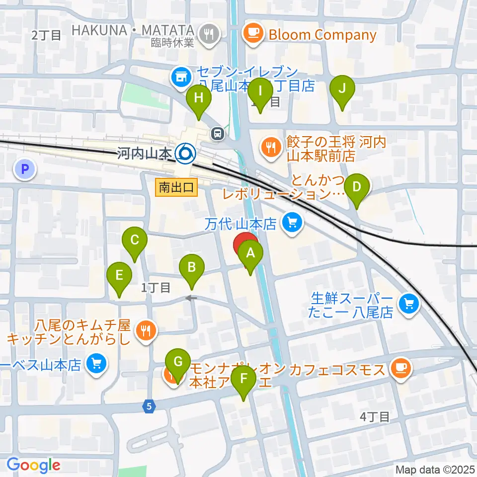 F2おんがく教室周辺のカフェ一覧地図