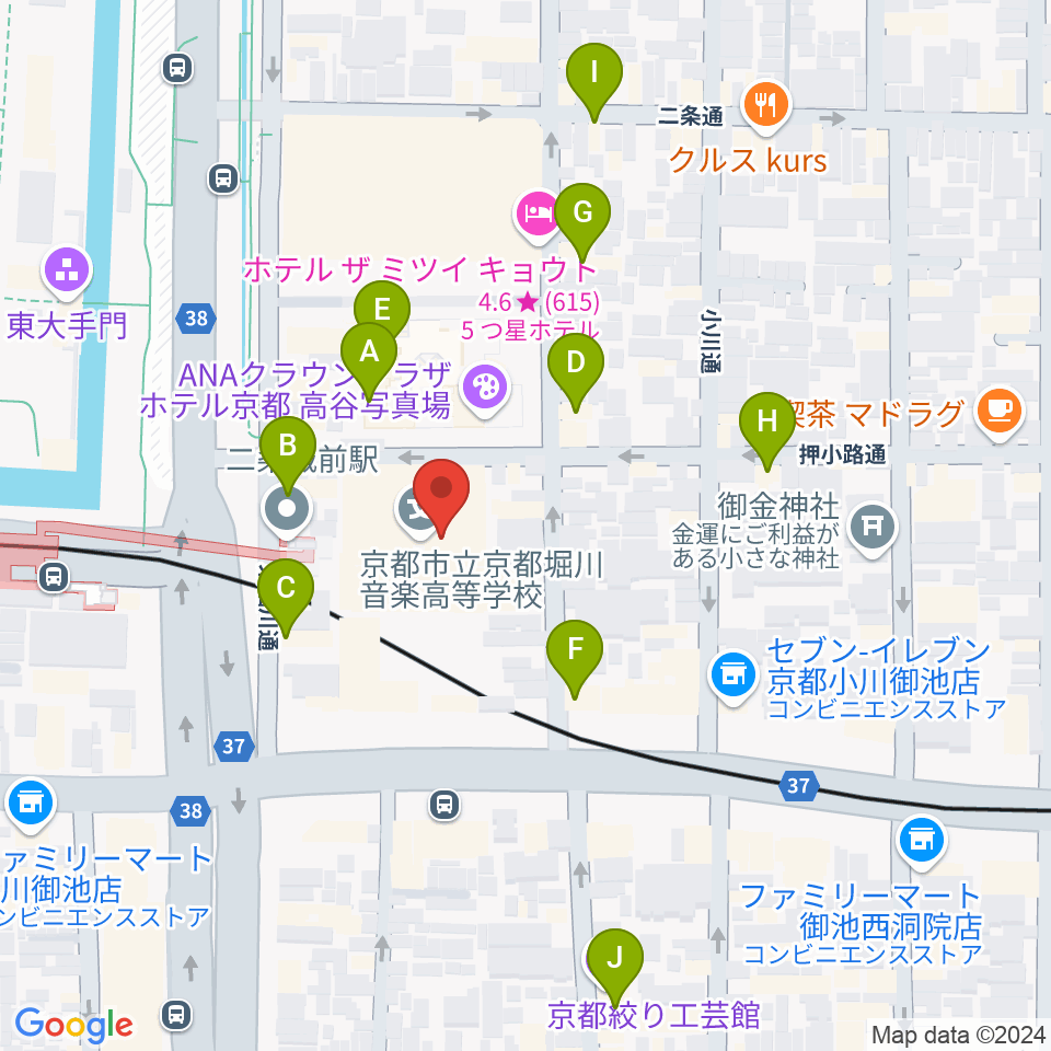 京都子どもの音楽教室周辺のカフェ一覧地図