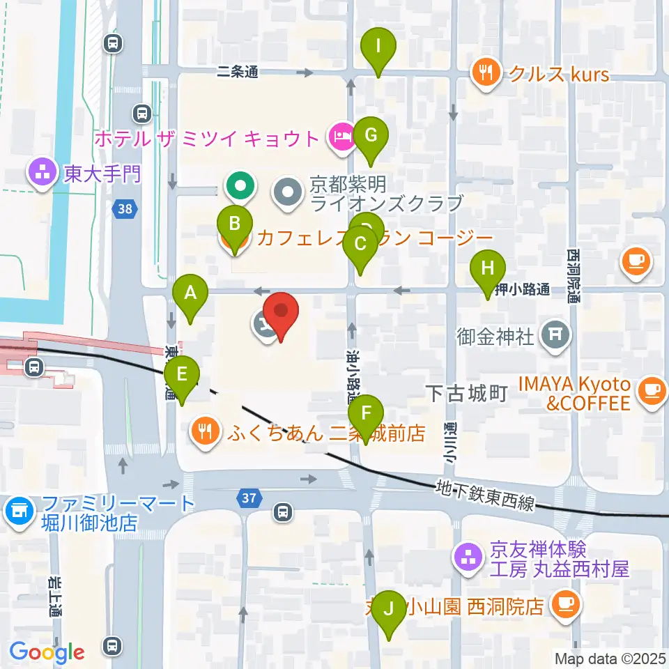 京都子どもの音楽教室周辺のカフェ一覧地図