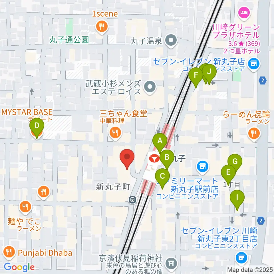ルナハープ教室周辺のカフェ一覧地図