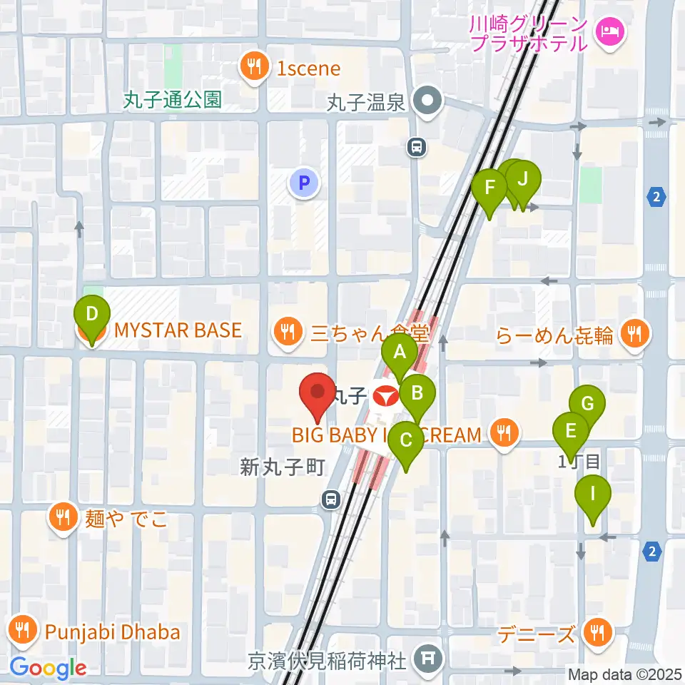 ルナハープ教室周辺のカフェ一覧地図