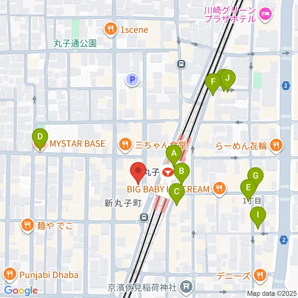 ルナハープ教室周辺のカフェ一覧地図