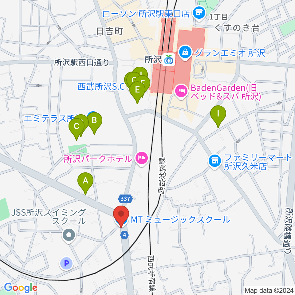 MTミュージックスクール周辺のカフェ一覧地図