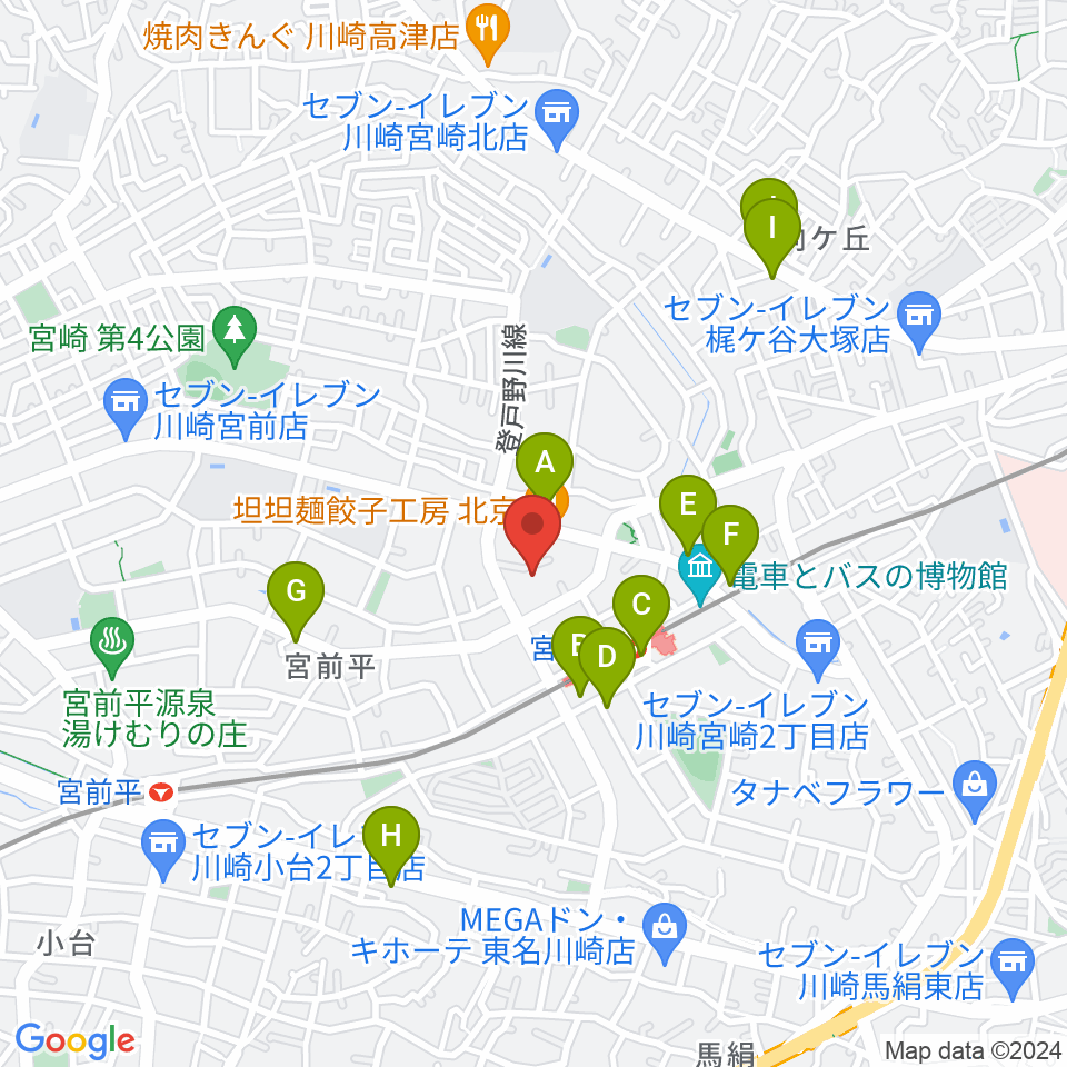 音楽教室ミューゼ周辺のカフェ一覧地図