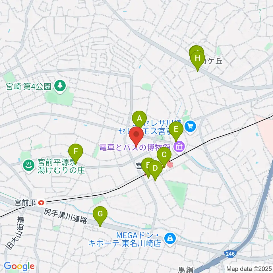音楽教室ミューゼ周辺のカフェ一覧地図