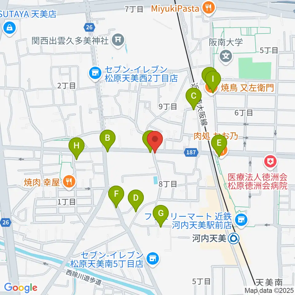 ハウスムジーク音楽教室周辺のカフェ一覧地図