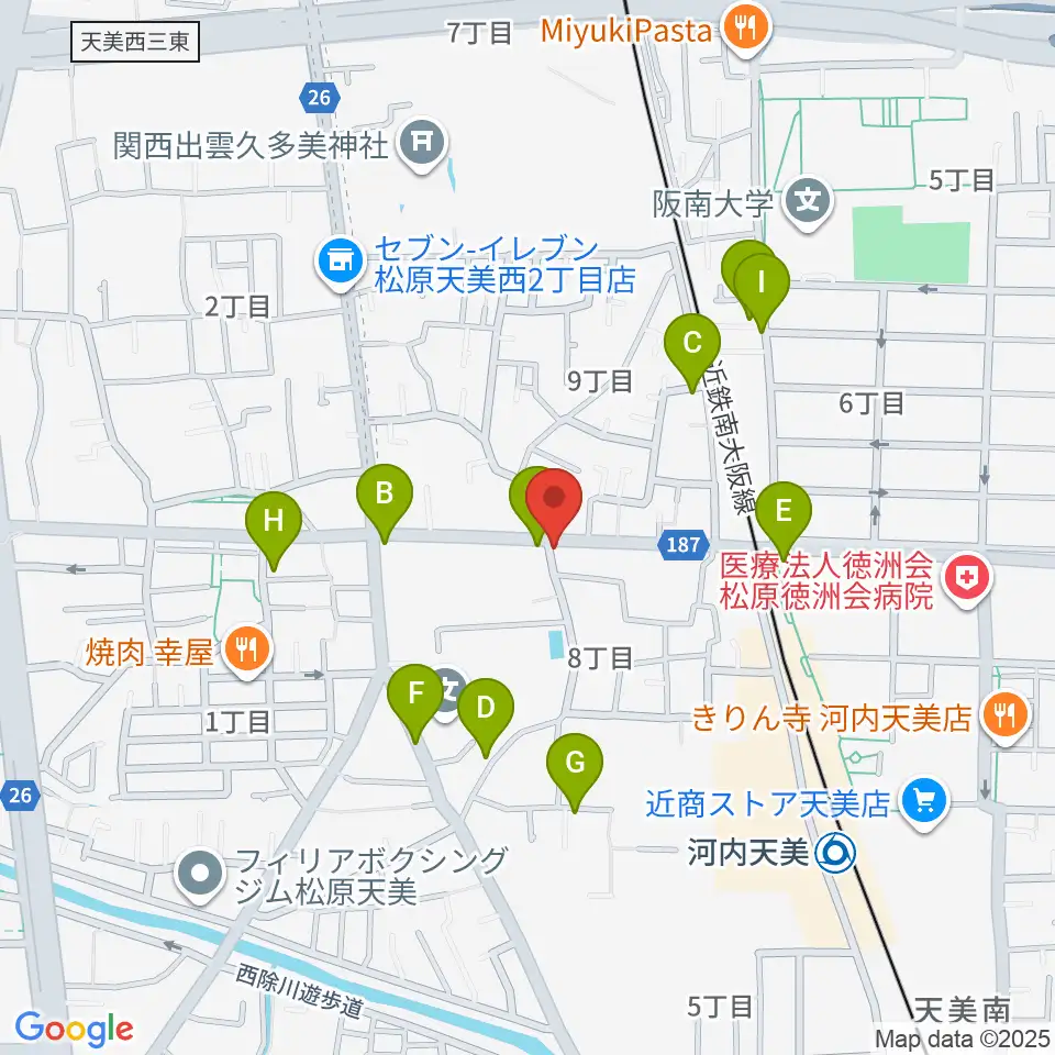ハウスムジーク音楽教室周辺のカフェ一覧地図