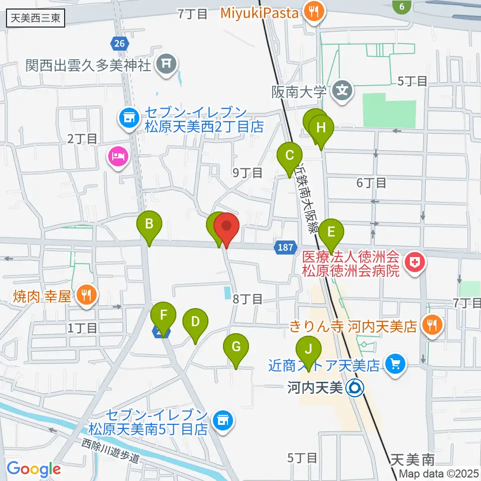 ハウスムジーク音楽教室周辺のカフェ一覧地図