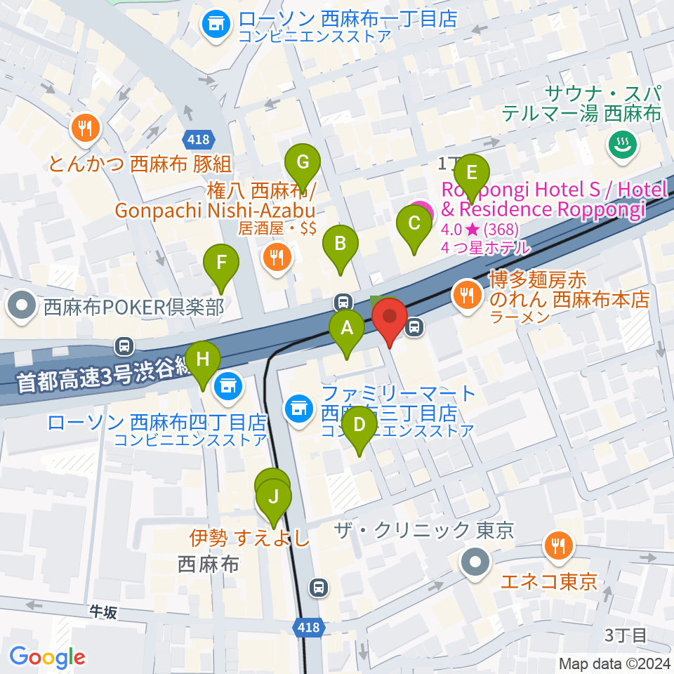 千藤三味線学院周辺のカフェ一覧地図