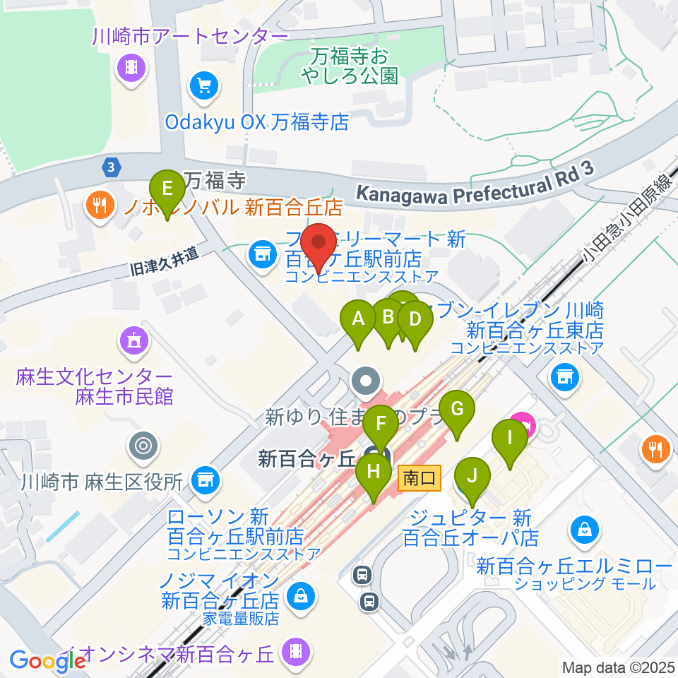 昭和音楽大学附属音楽・バレエ教室 新百合ヶ丘校周辺のカフェ一覧地図