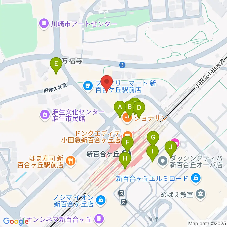 昭和音楽大学附属音楽・バレエ教室 新百合ヶ丘校周辺のカフェ一覧地図