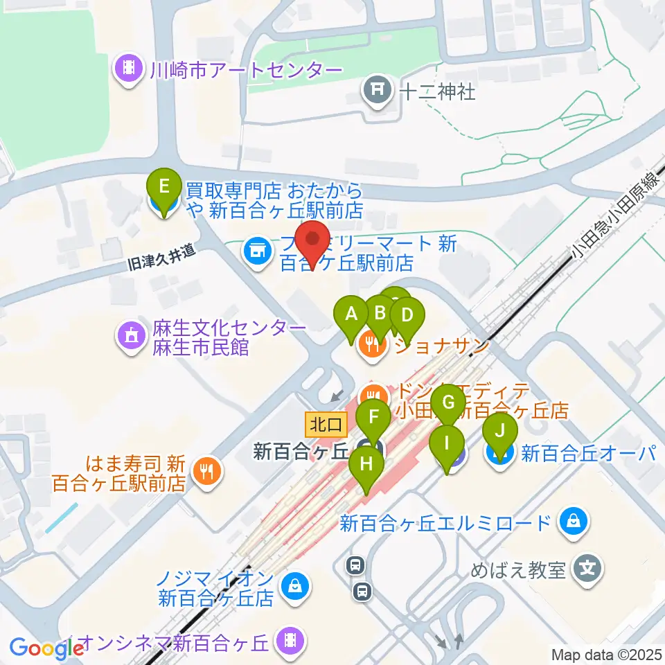 昭和音楽大学附属音楽・バレエ教室 新百合ヶ丘校周辺のカフェ一覧地図