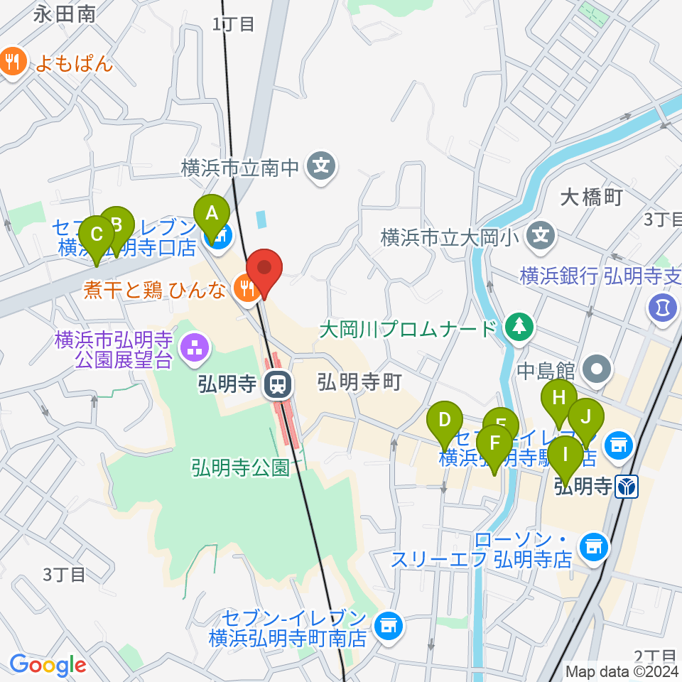 弘明寺音楽院周辺のカフェ一覧地図