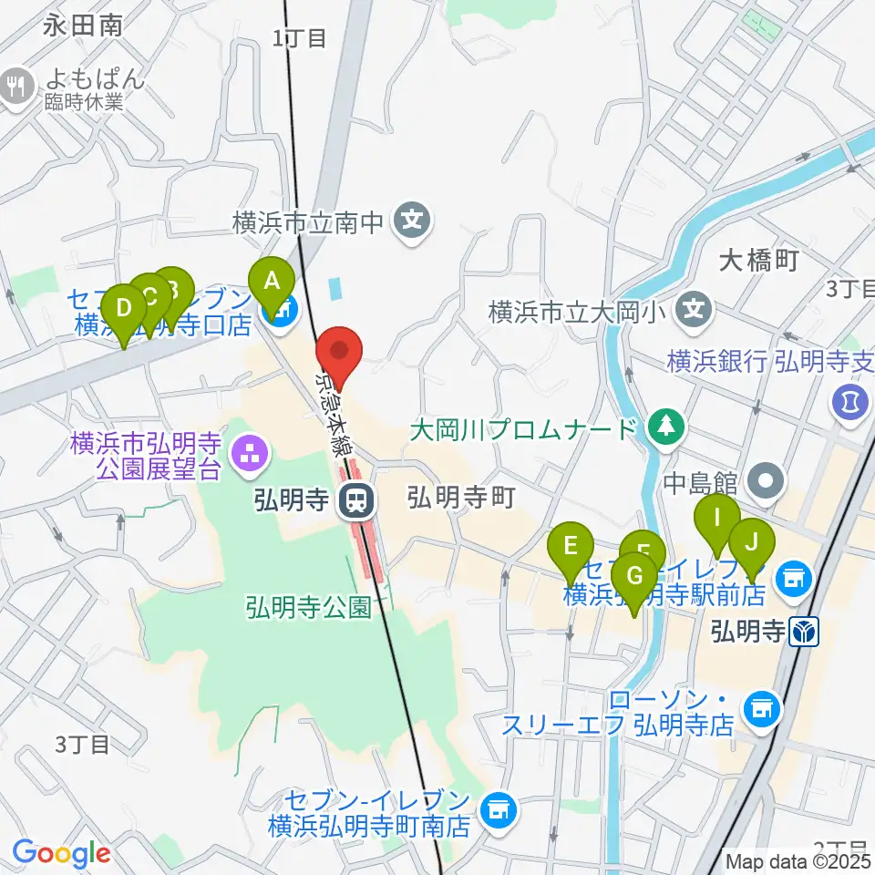 弘明寺音楽院周辺のカフェ一覧地図
