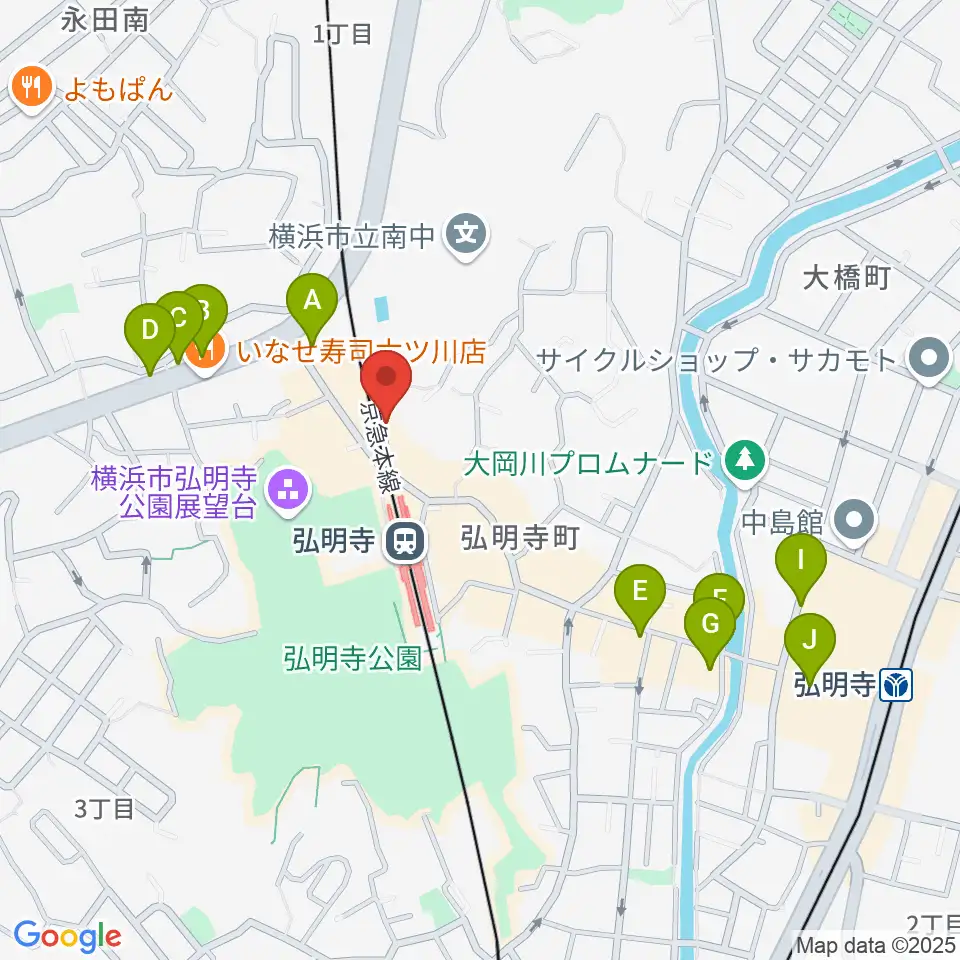 弘明寺音楽院周辺のカフェ一覧地図