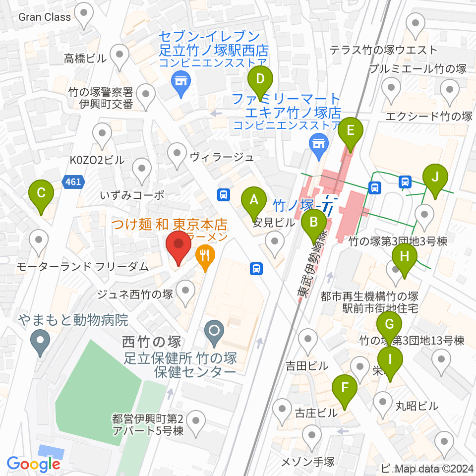 竹ノ塚STUDIO ICC周辺のカフェ一覧地図