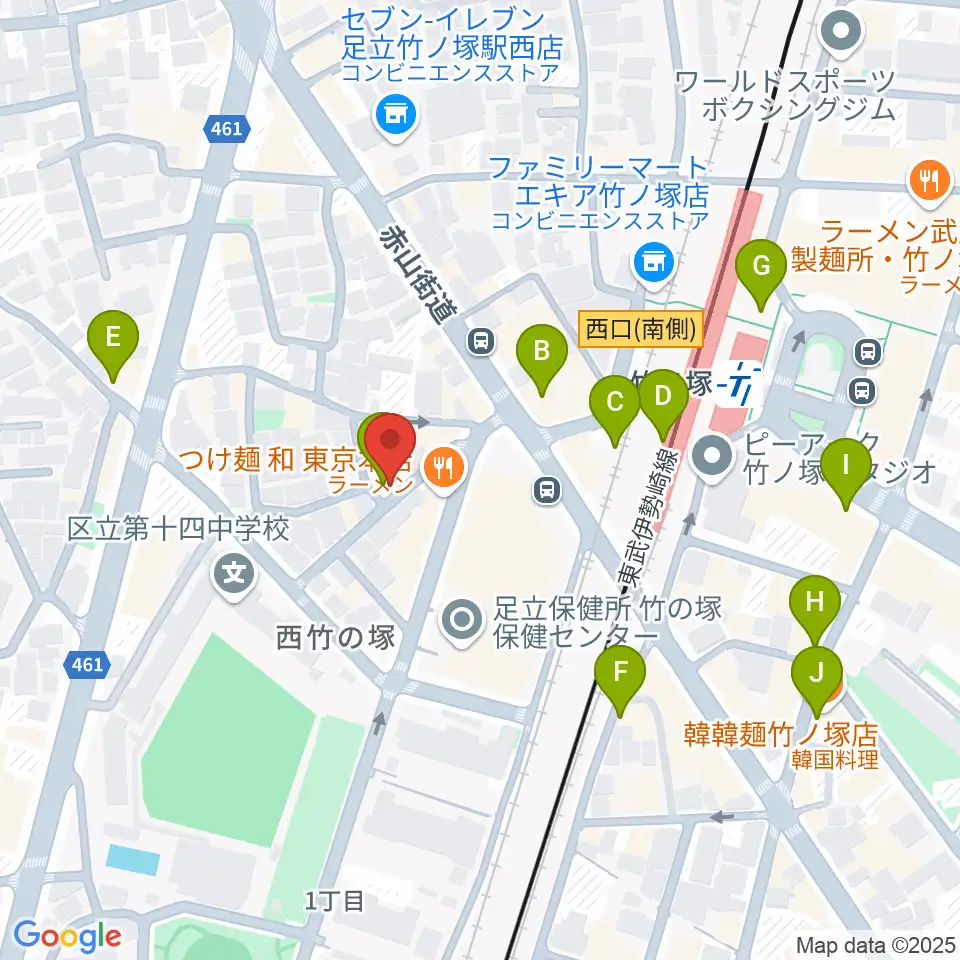 竹ノ塚STUDIO ICC周辺のカフェ一覧地図