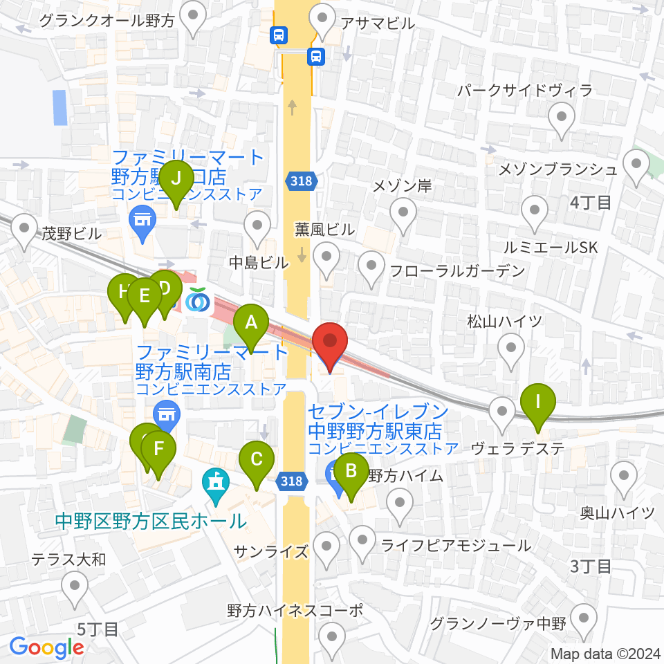 サウンドスタジオノア 野方店周辺のカフェ一覧地図