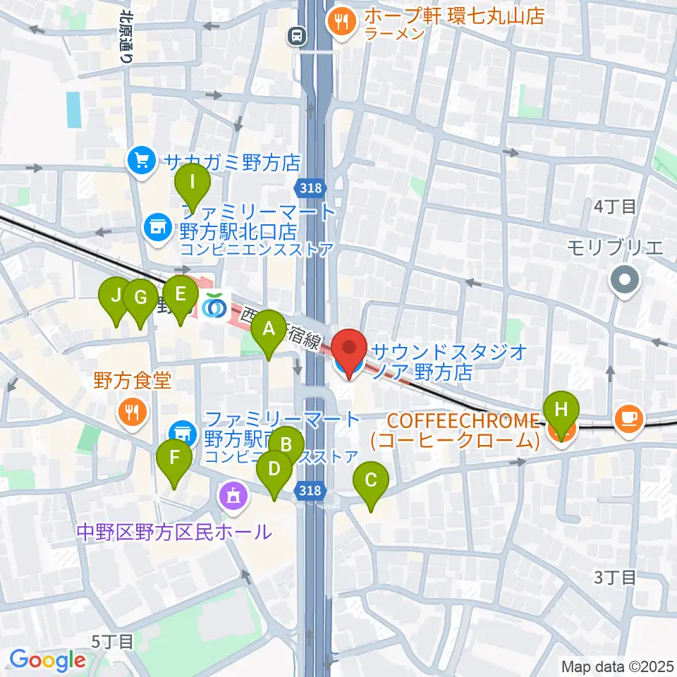 サウンドスタジオノア 野方店周辺のカフェ一覧地図