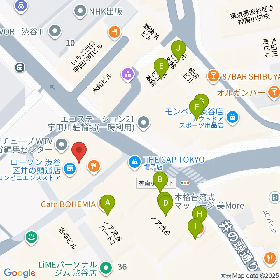 サウンドスタジオノア 渋谷2号店周辺のカフェ一覧地図