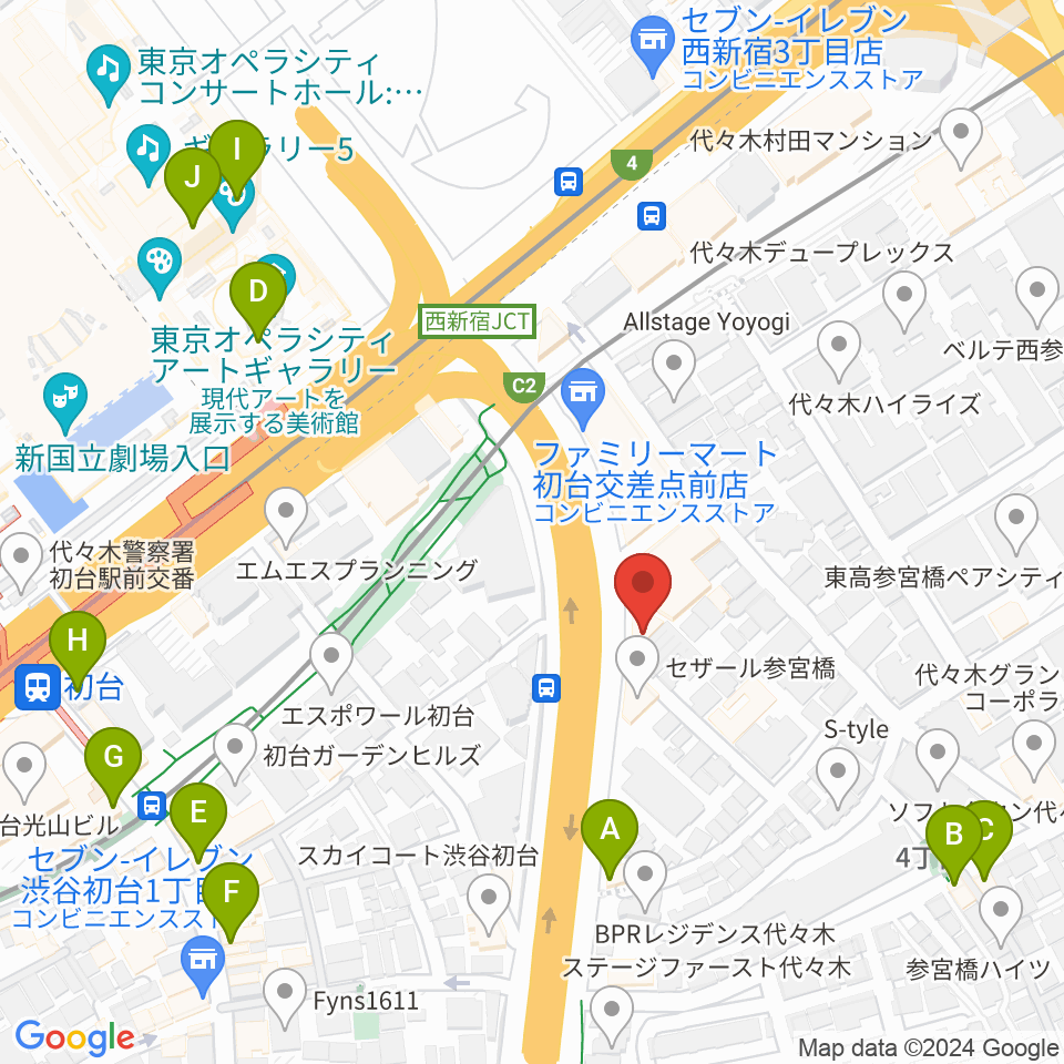 サウンドスタジオノア 初台店周辺のカフェ一覧地図