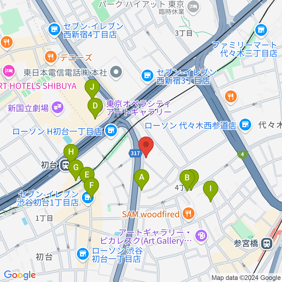 サウンドスタジオノア 初台店周辺のカフェ一覧地図