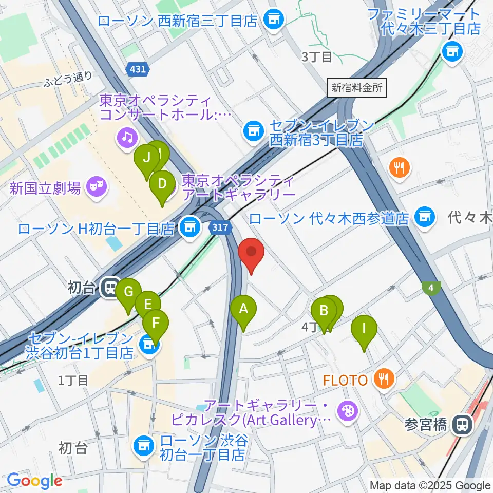 サウンドスタジオノア 初台店周辺のカフェ一覧地図
