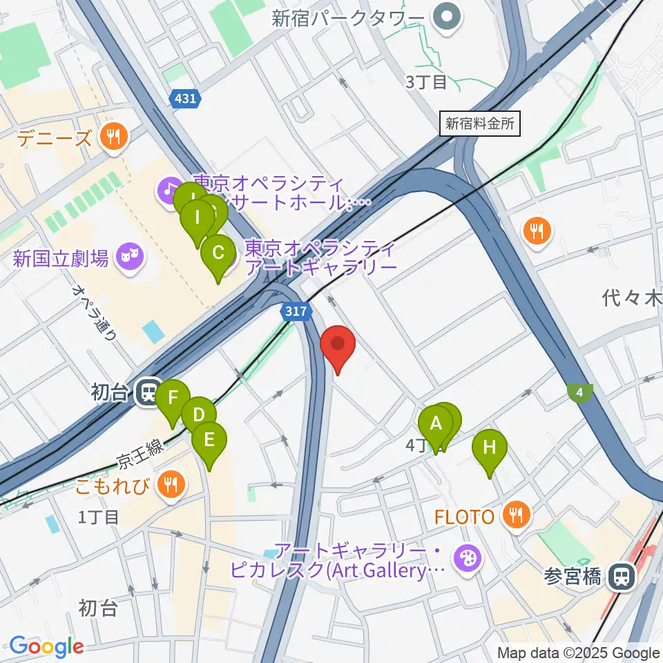 サウンドスタジオノア 初台店周辺のカフェ一覧地図
