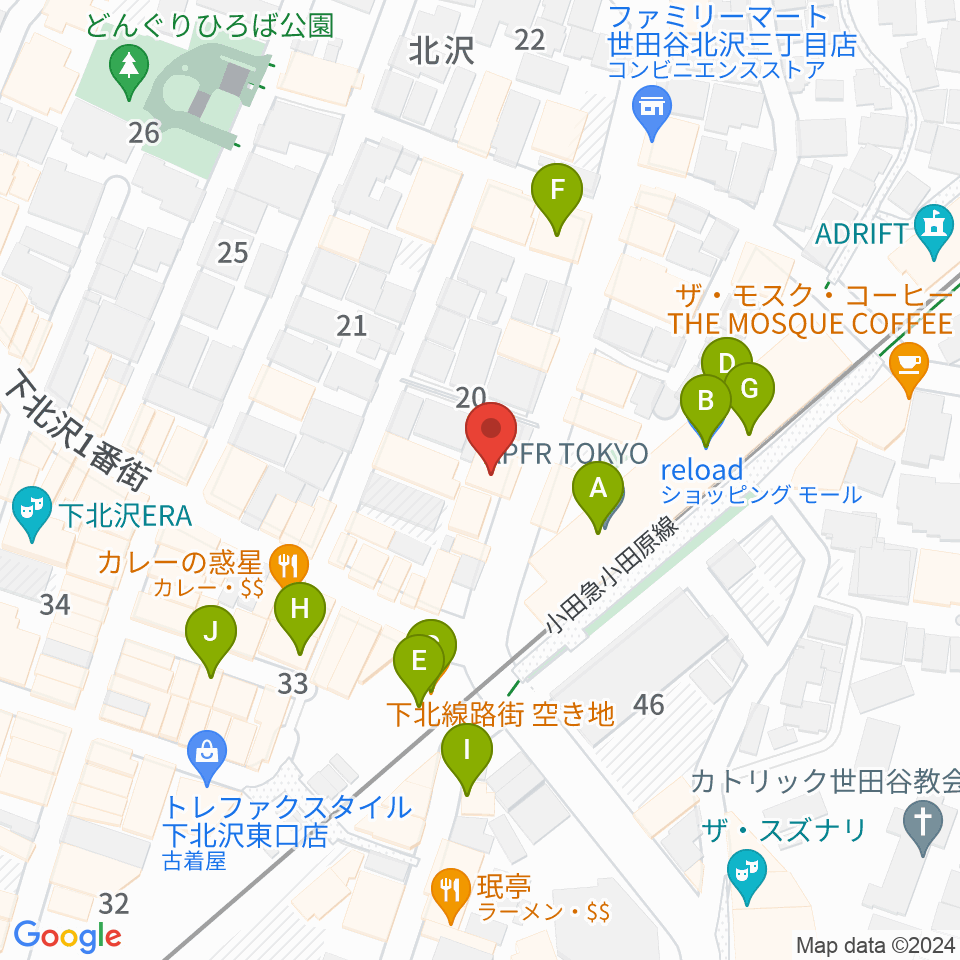 サウンドスタジオノア 下北沢店周辺のカフェ一覧地図