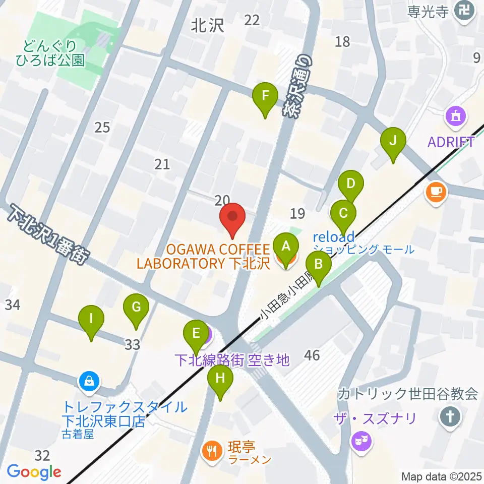 サウンドスタジオノア 下北沢店周辺のカフェ一覧地図