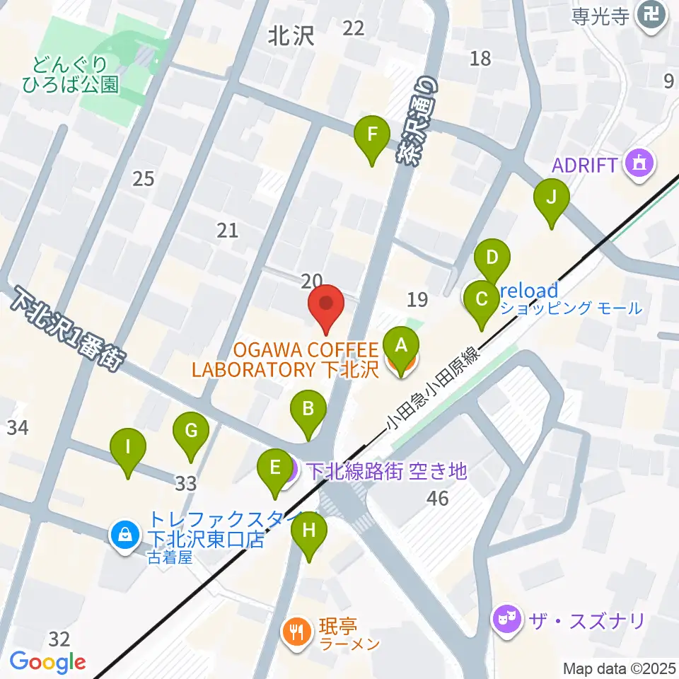 サウンドスタジオノア 下北沢店周辺のカフェ一覧地図