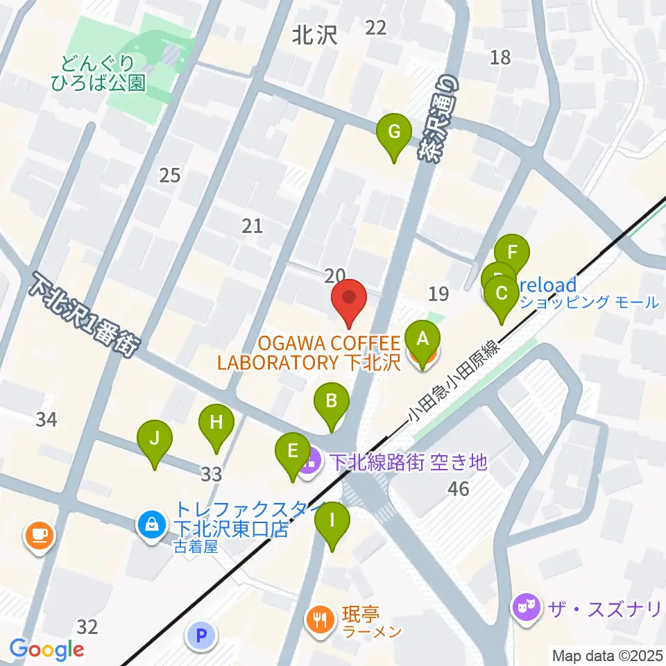 サウンドスタジオノア 下北沢店周辺のカフェ一覧地図