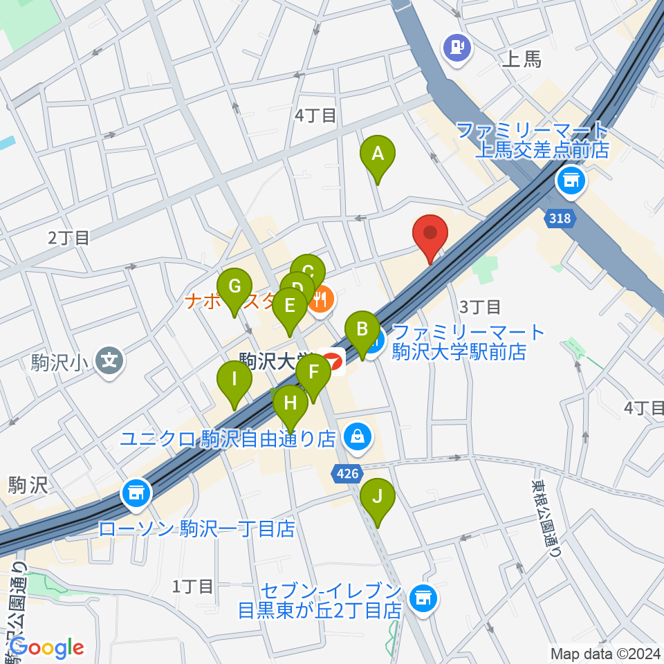 サウンドスタジオノア駒沢店周辺のカフェ一覧地図