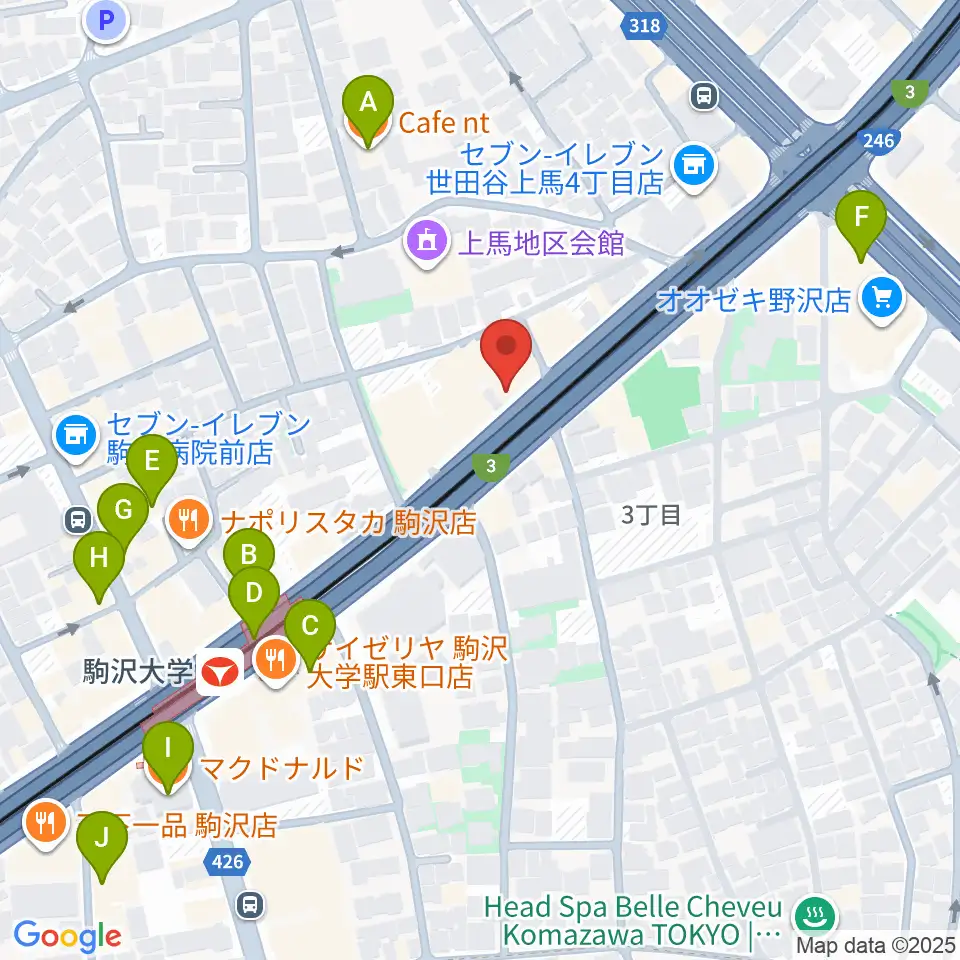 サウンドスタジオノア駒沢店周辺のカフェ一覧地図