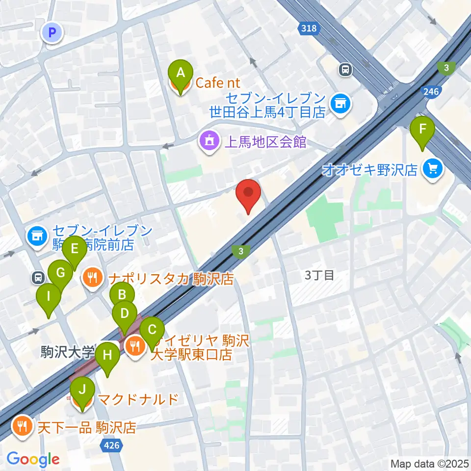 サウンドスタジオノア駒沢店周辺のカフェ一覧地図
