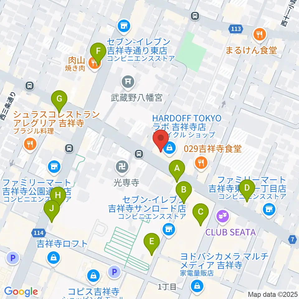 サウンドスタジオノア 吉祥寺店周辺のカフェ一覧地図