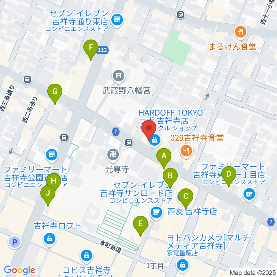 サウンドスタジオノア 吉祥寺店周辺のカフェ一覧地図