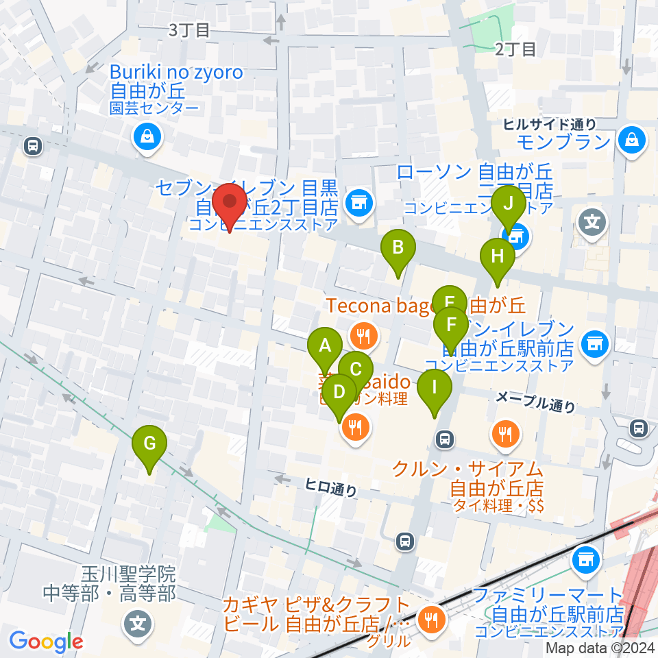 サウンドスタジオノア 自由が丘店周辺のカフェ一覧地図