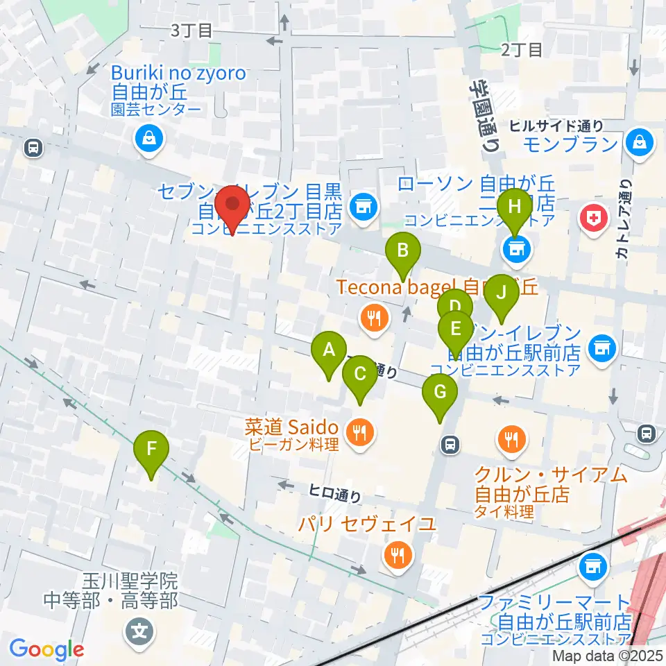 サウンドスタジオノア 自由が丘店周辺のカフェ一覧地図